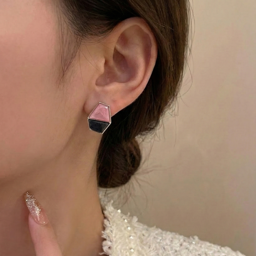 Obsidian Rose Hex Earrings