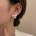 Blush Bow Pearl Earrings