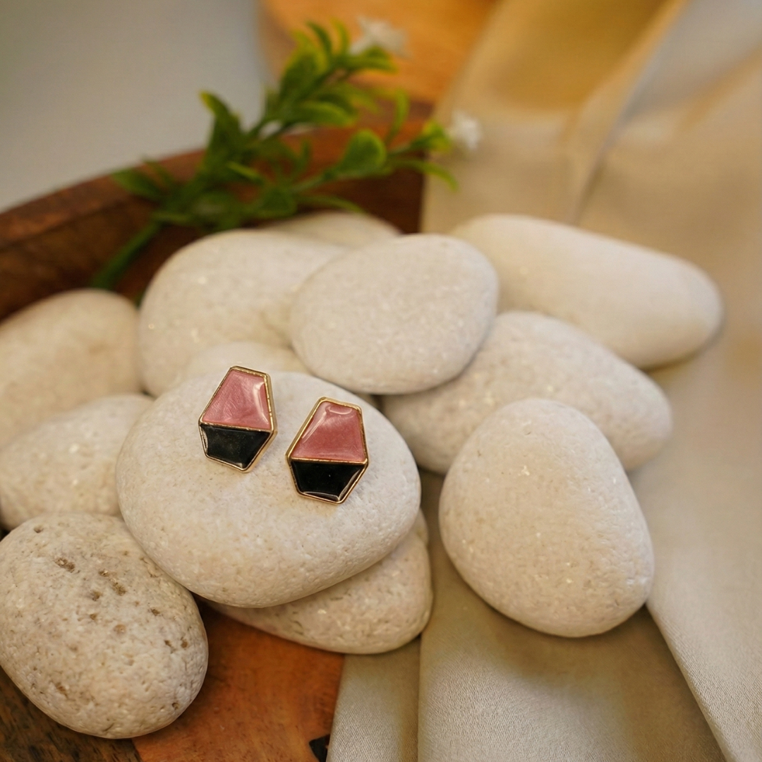 Obsidian Rose Hex Earrings