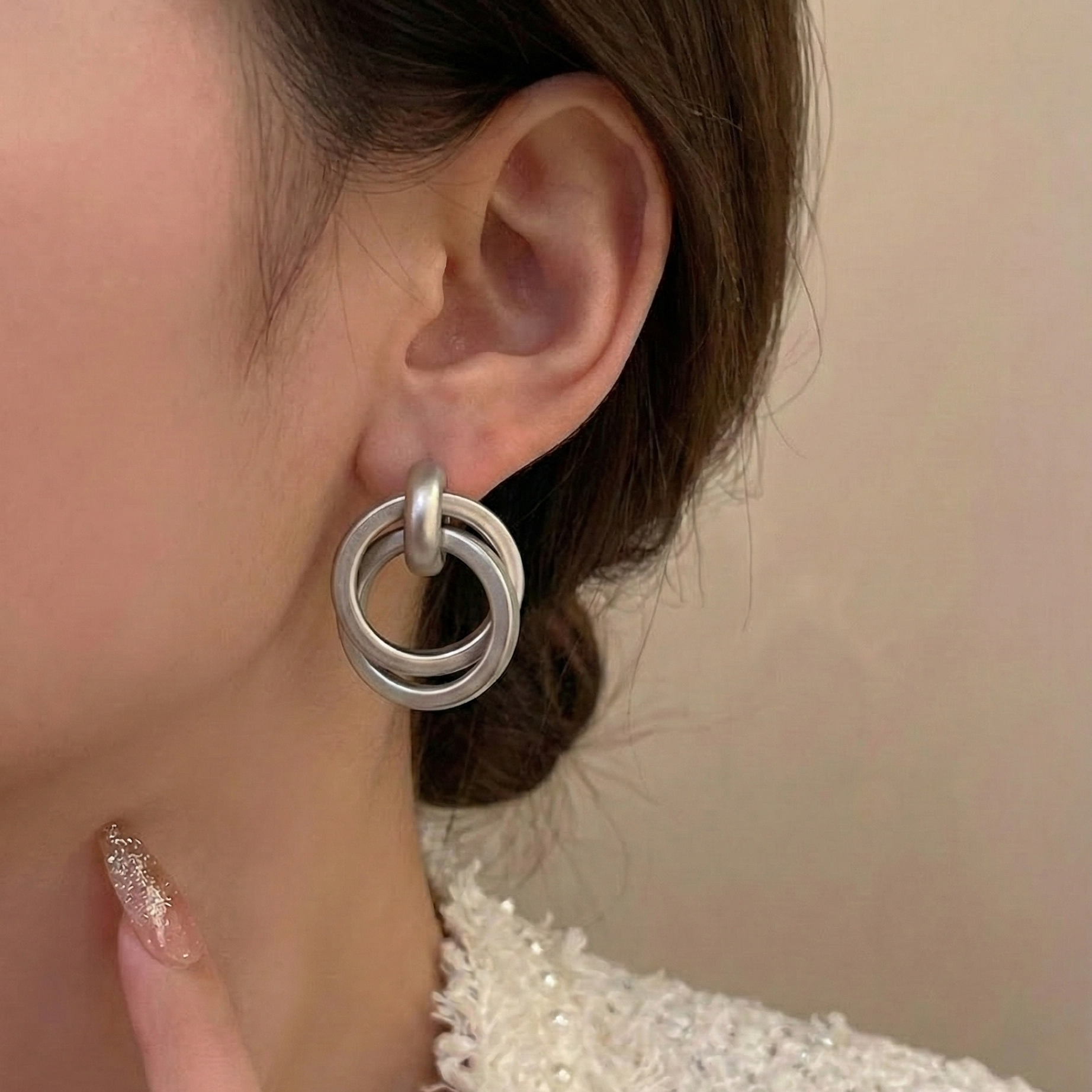 Silver Matte Intertwine Earrings