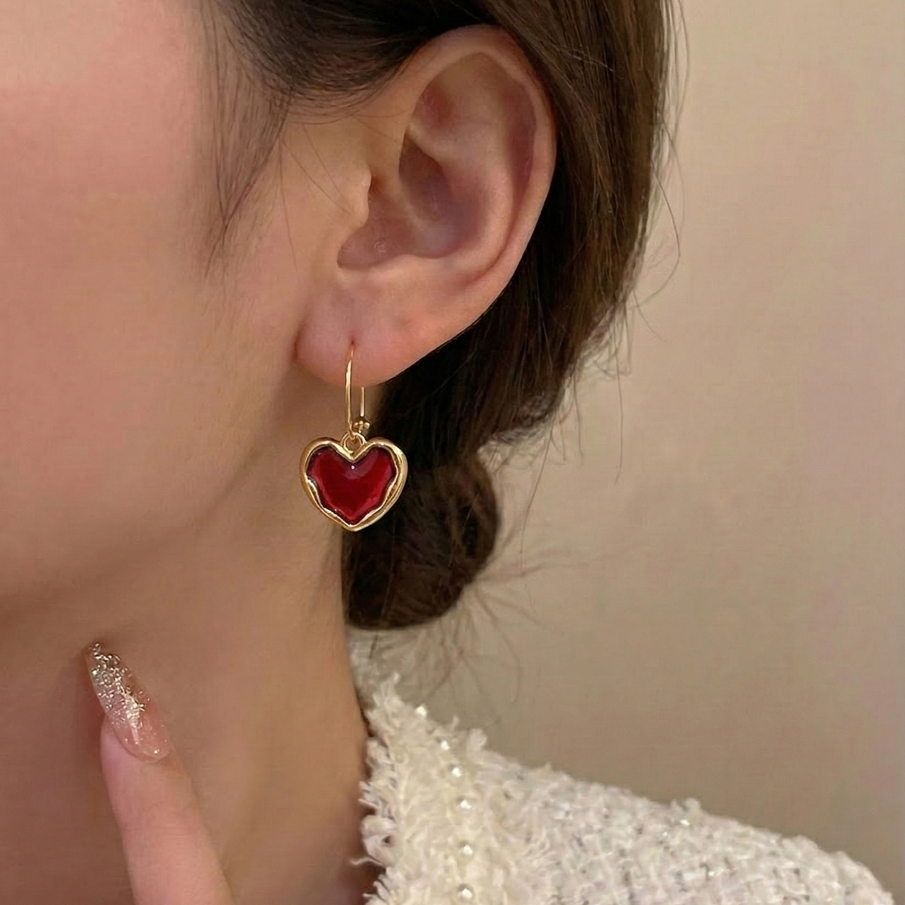 Crimson Halo Hoops  Woman Earrings