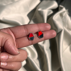 Obsidian Rose Hex Earrings