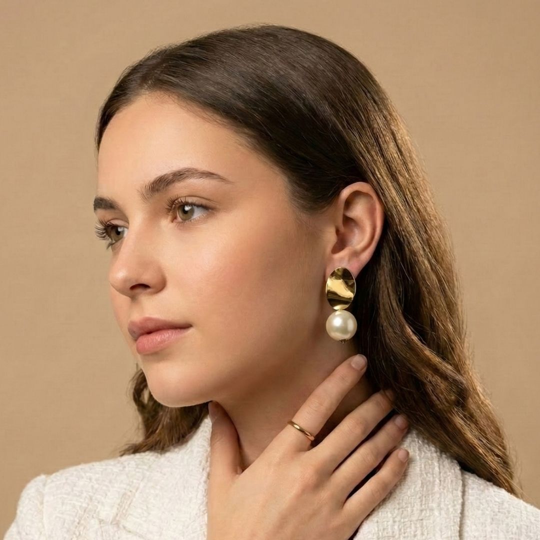 Eclipse Dark Chrome Pearl Drop Earrings